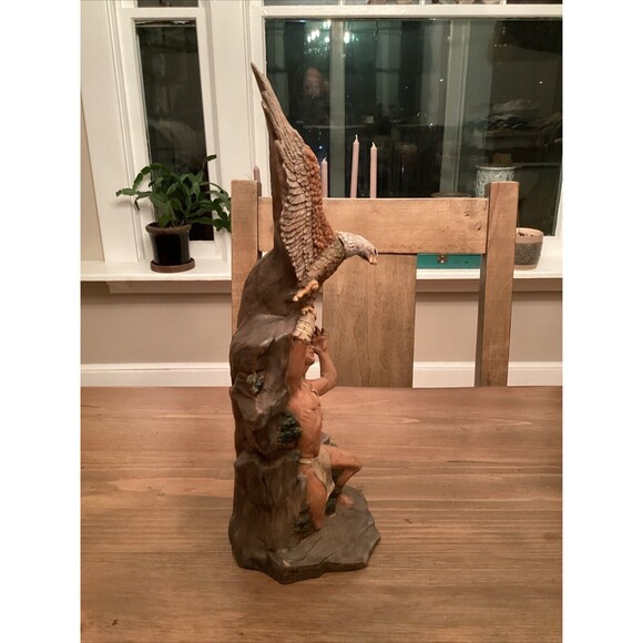 Vintage Native American Ceramic Bisque Eagle Painted 15” - Picture 3 of 8